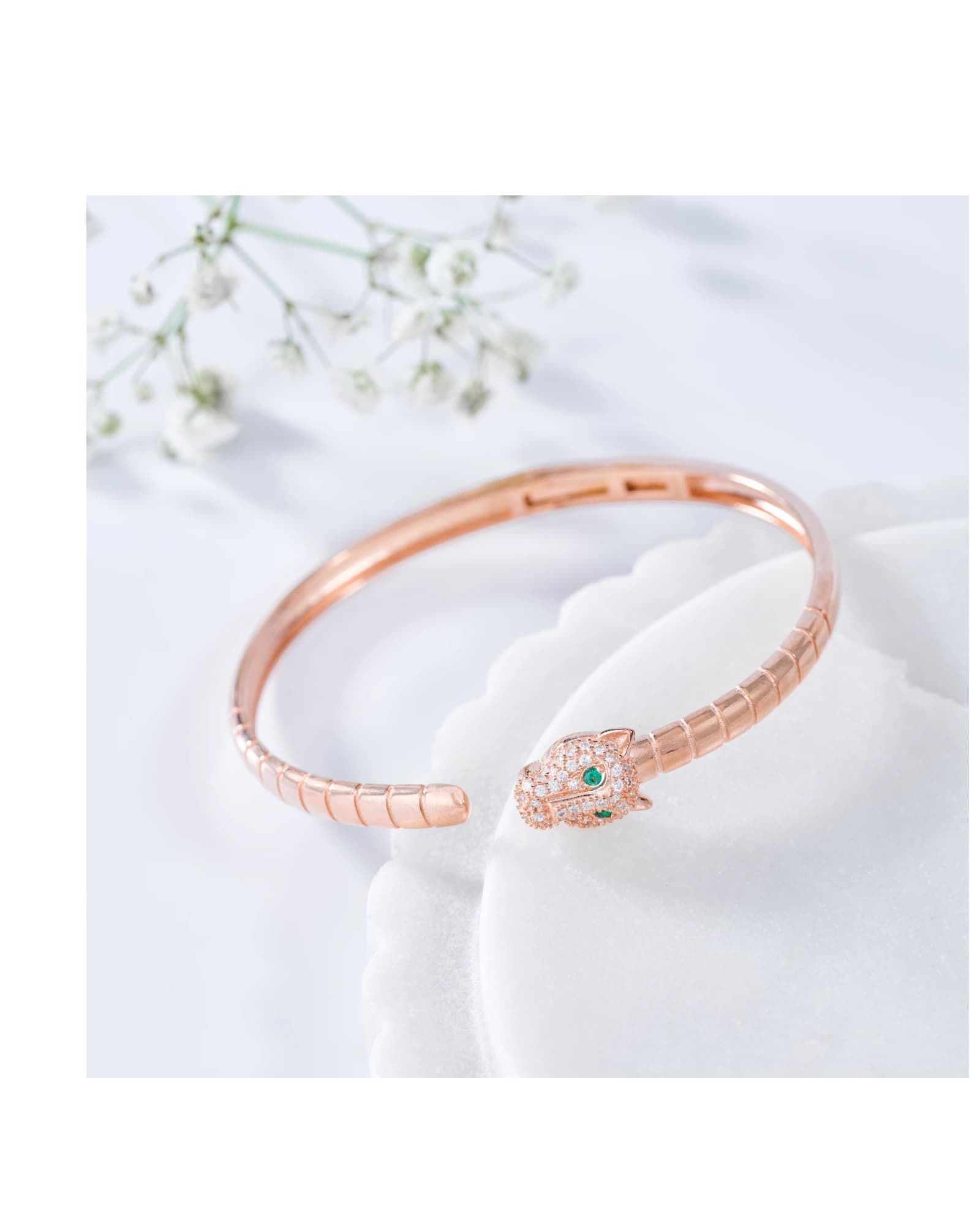 Emerald-Eyed Panther Cuff