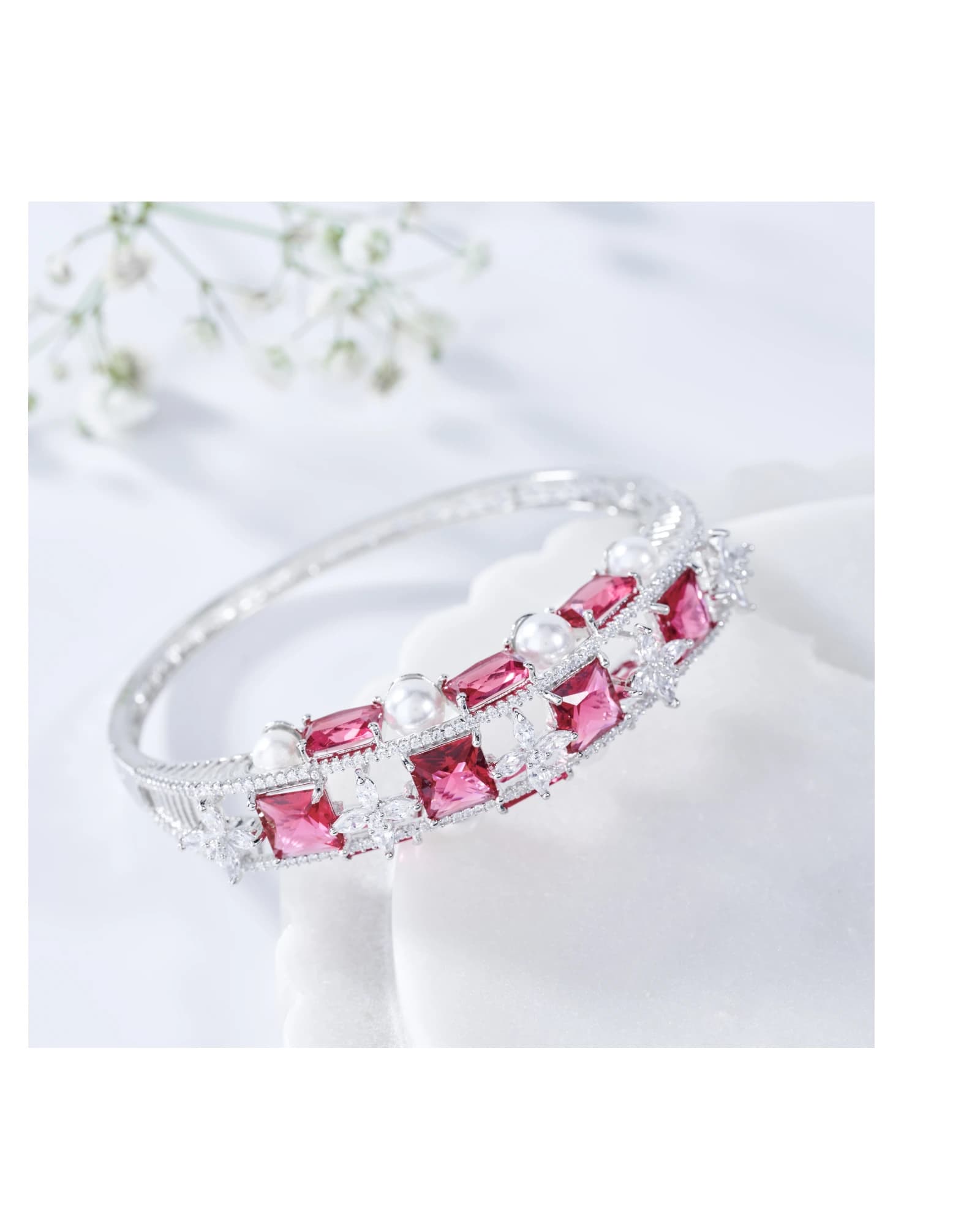 Ruby Pearl Link Bracelet