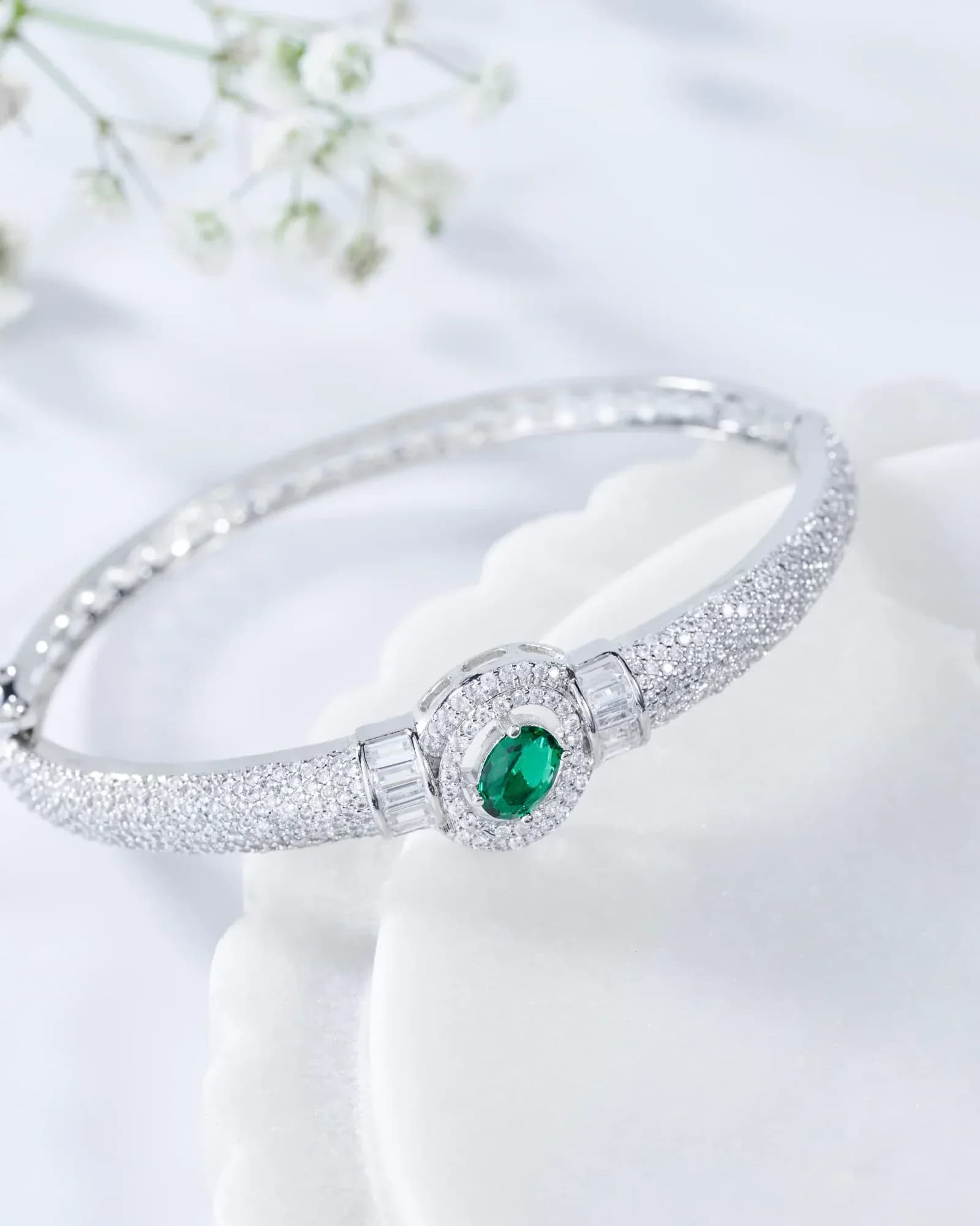 Verdant Halo Silver Bracelet