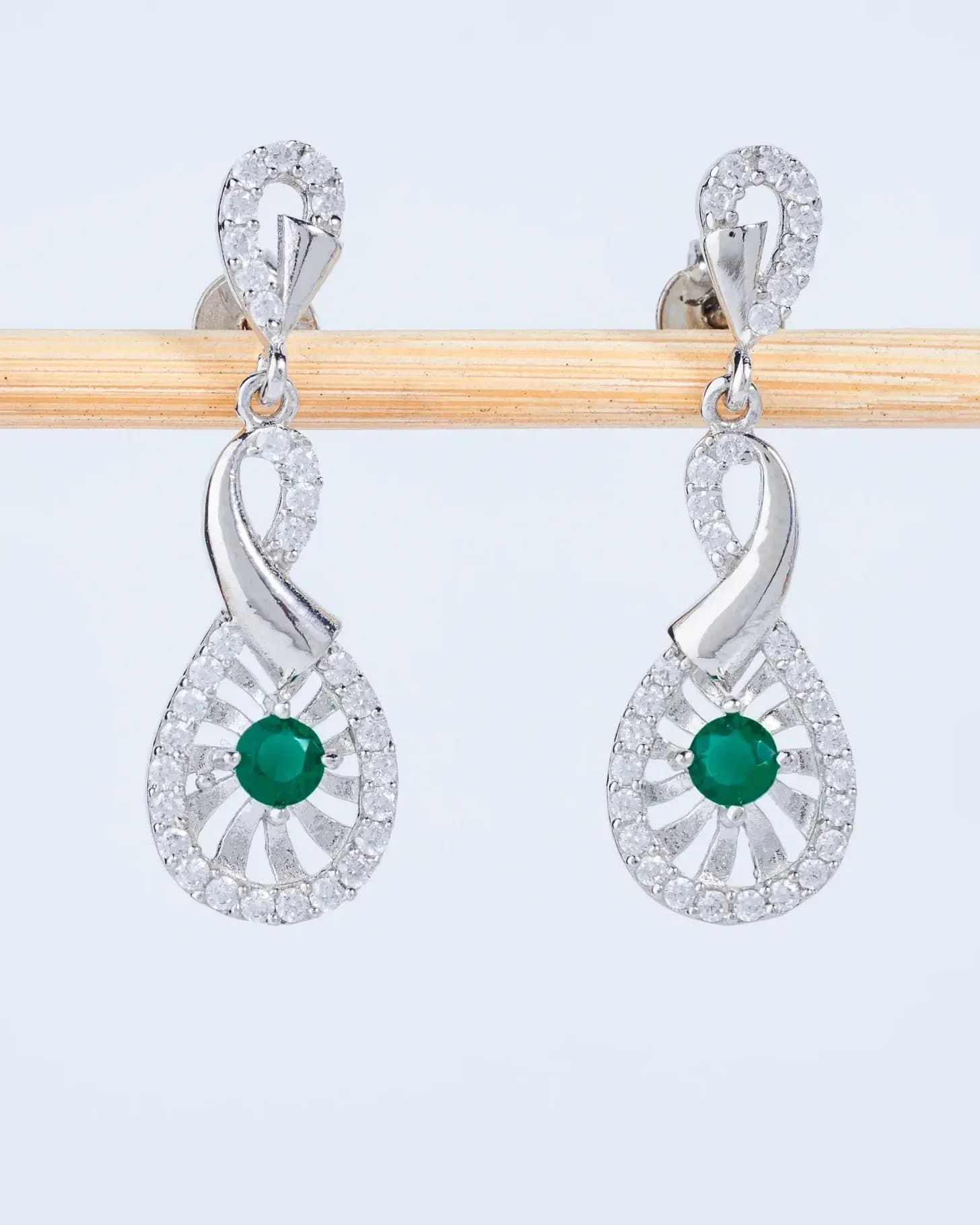 Emerald Halo Teardrop Drops