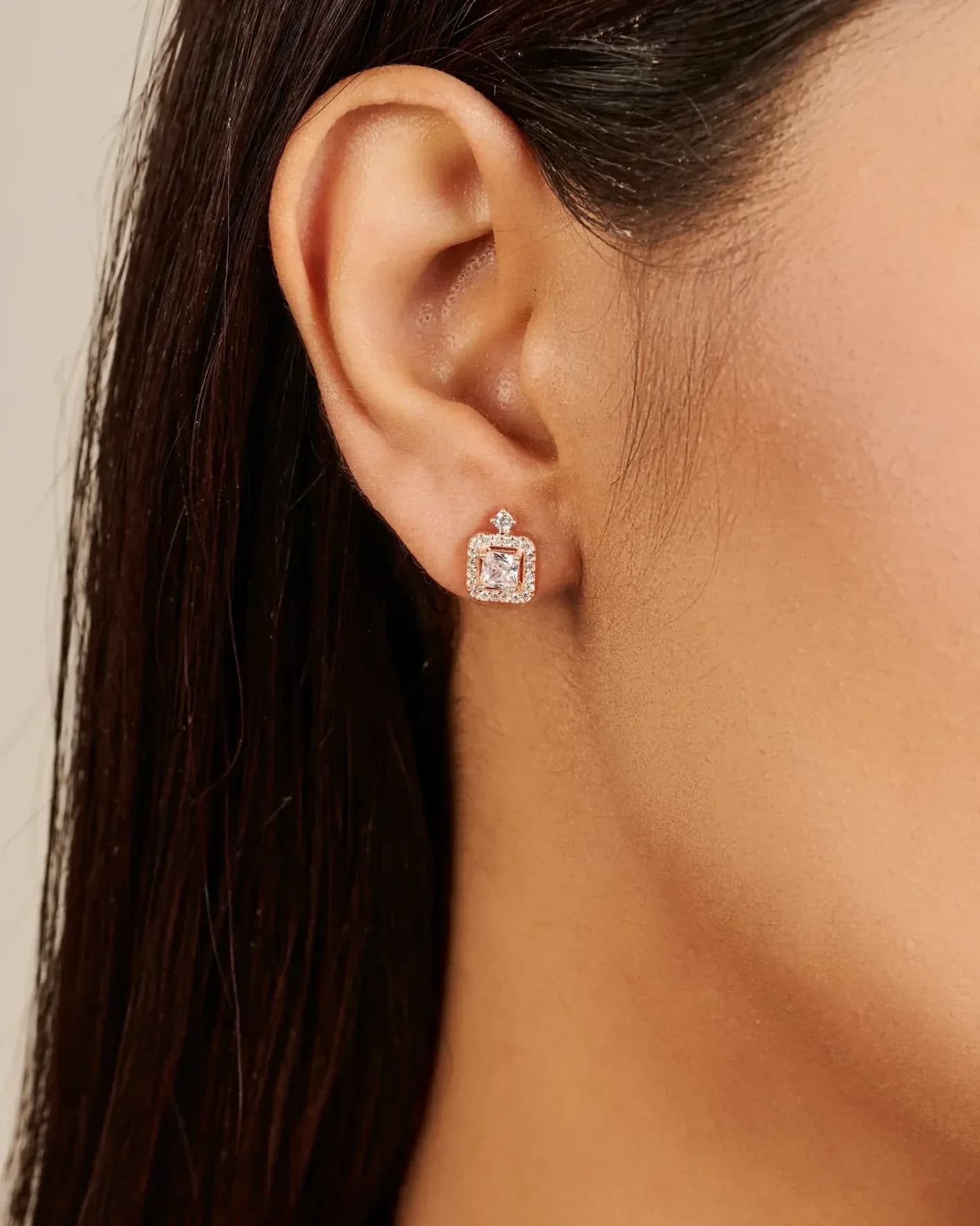 Sparkling Halo Square Studs