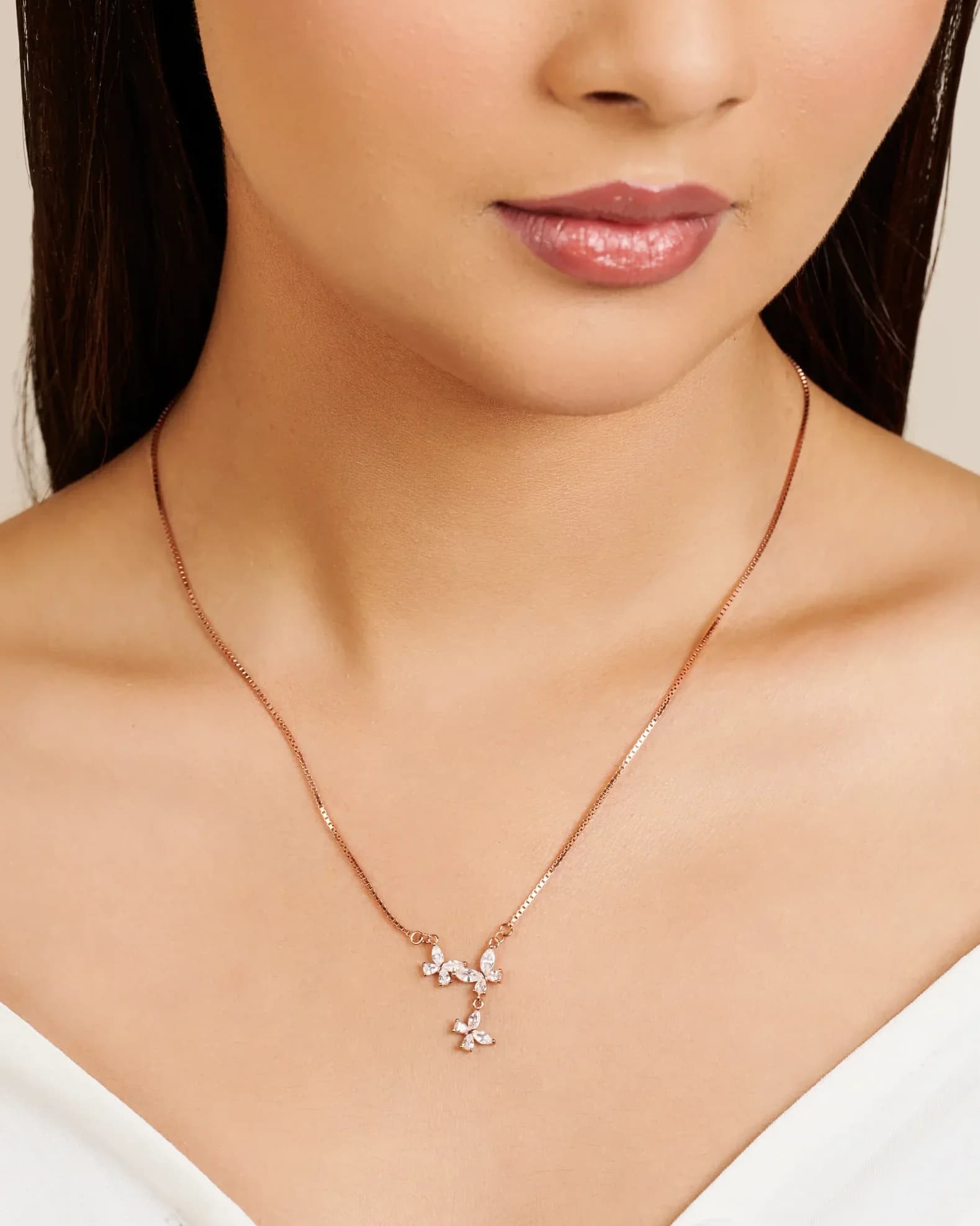 Butterfly Crystal Drop Necklace