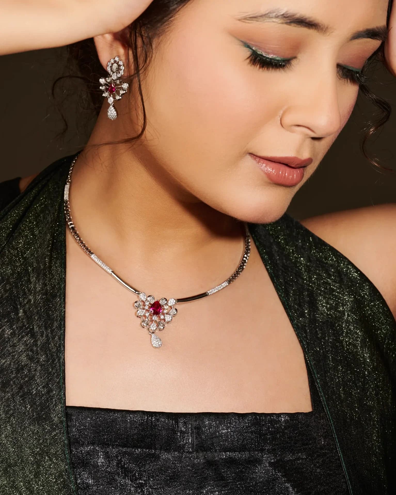 Ruby Fleur Necklace Set