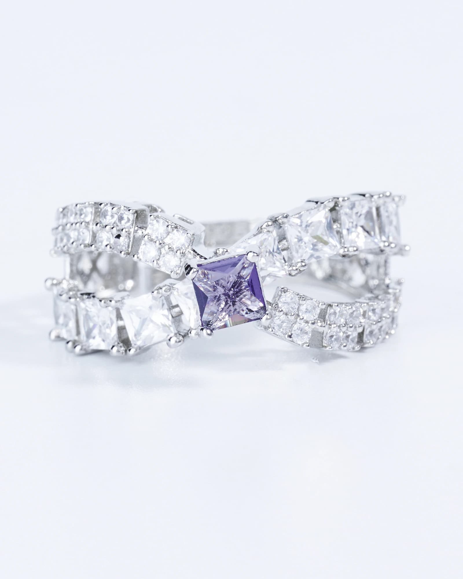 Amethyst Crossover Ring