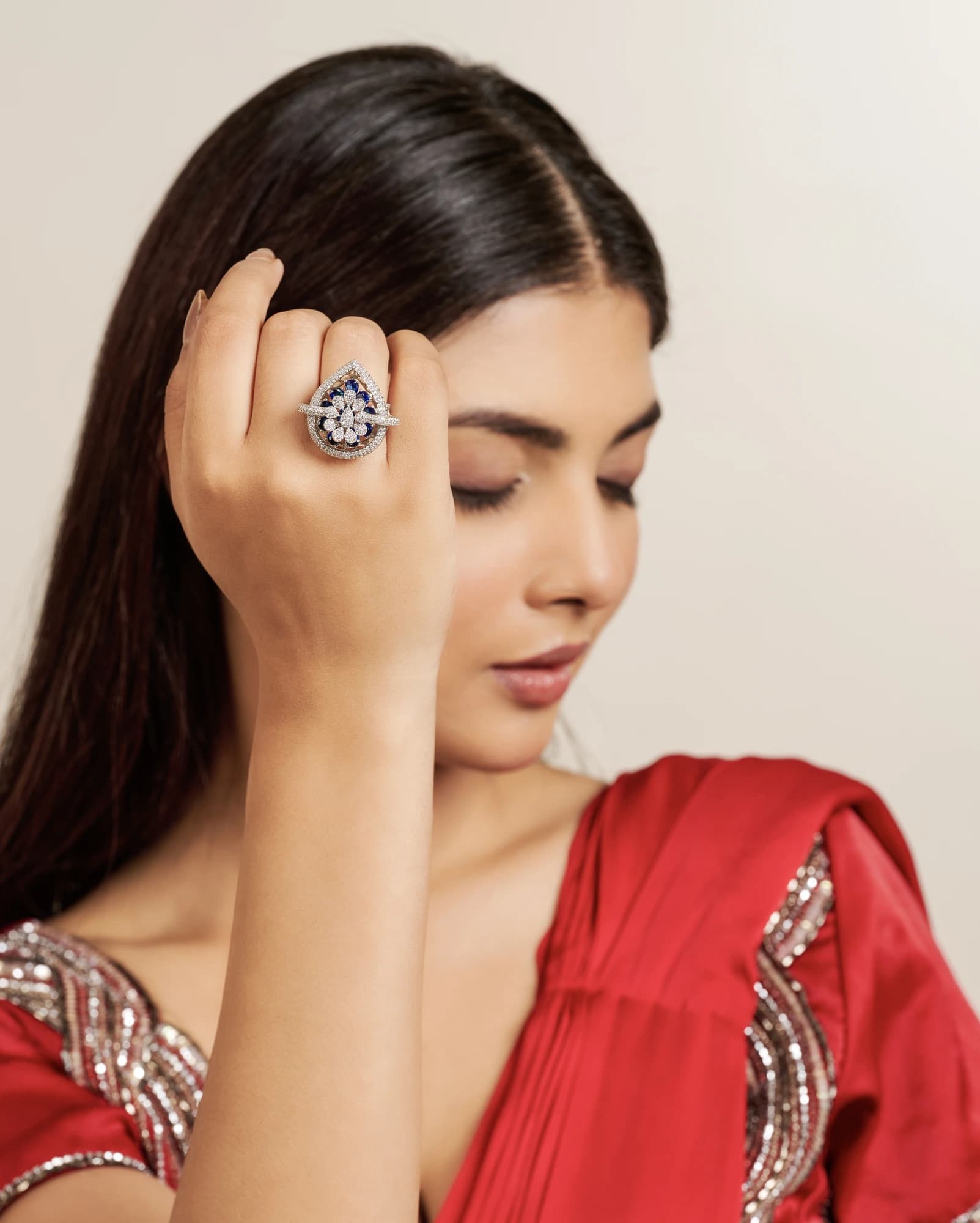 Blossom Halo Teardrop Ring