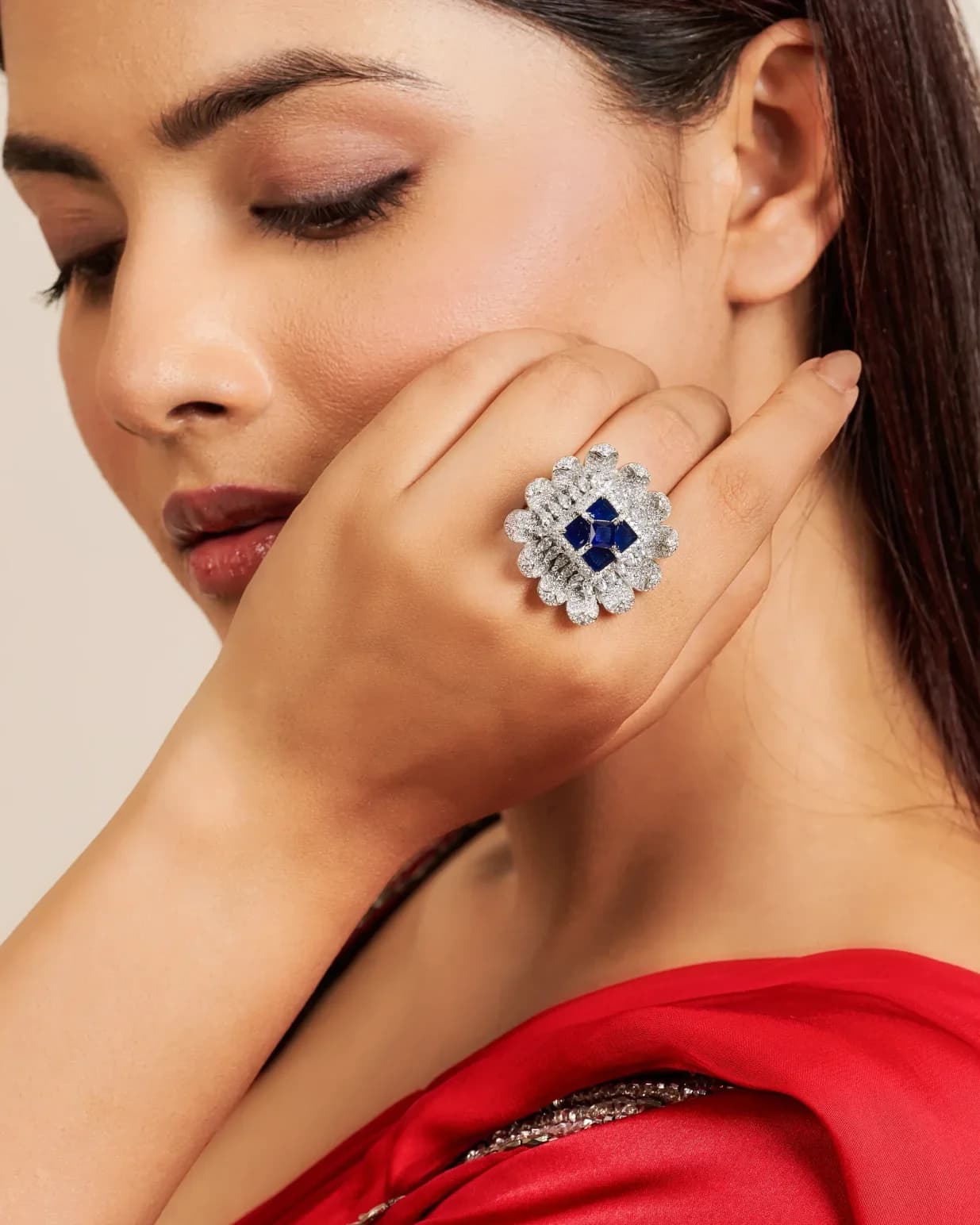 Midnight Bloom Cocktail Ring