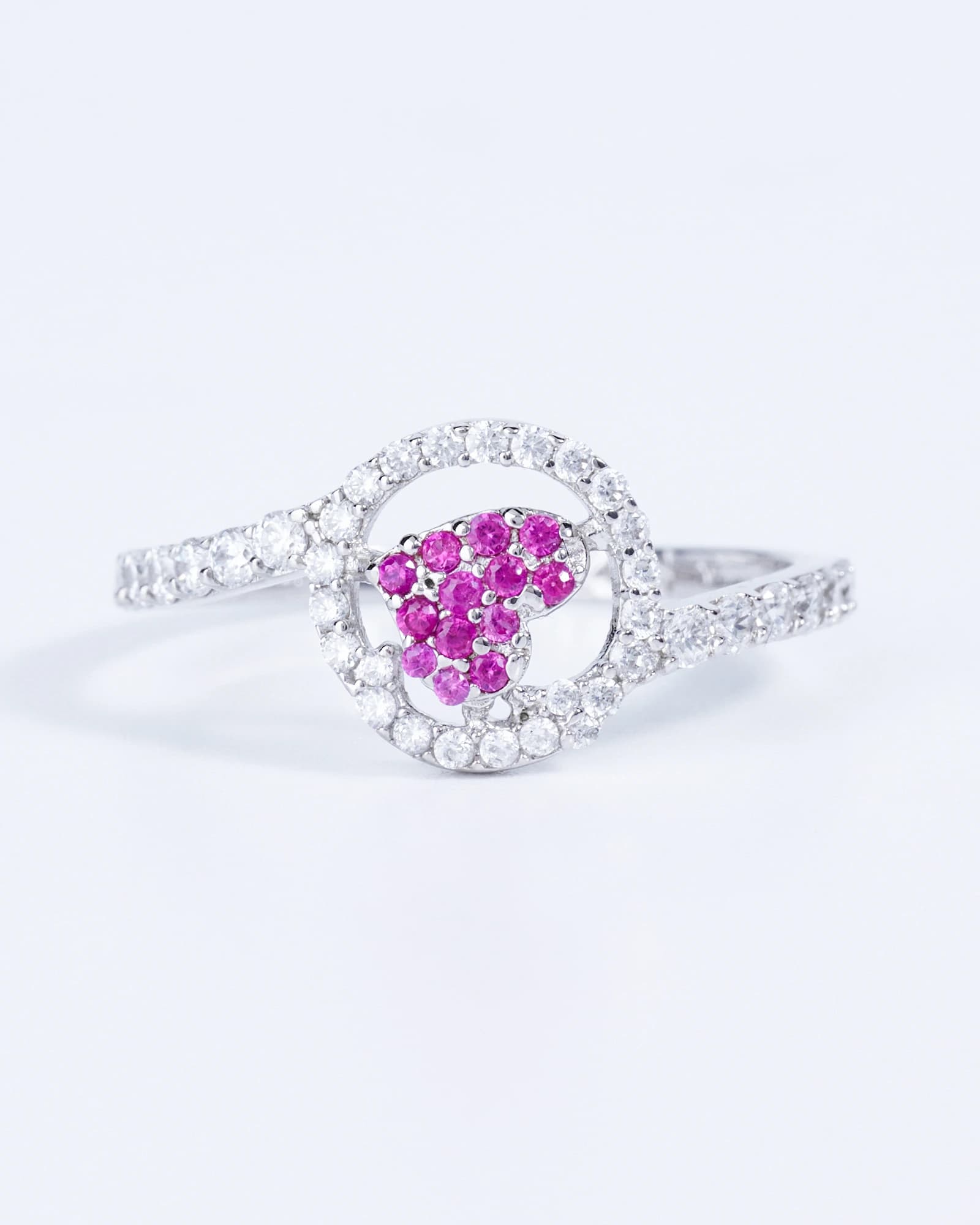 Pink Heart Halo Ring