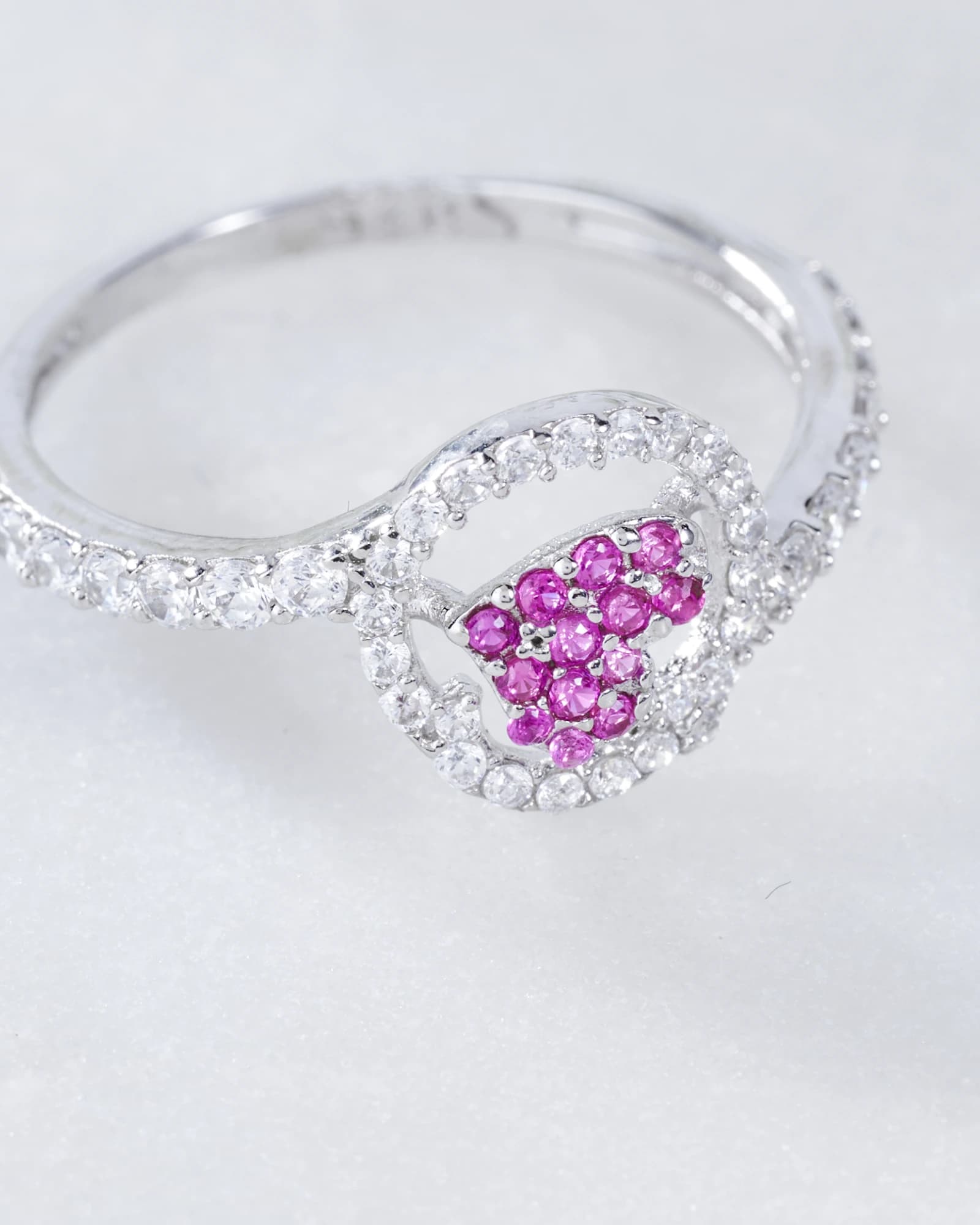 Pink Heart Halo Ring