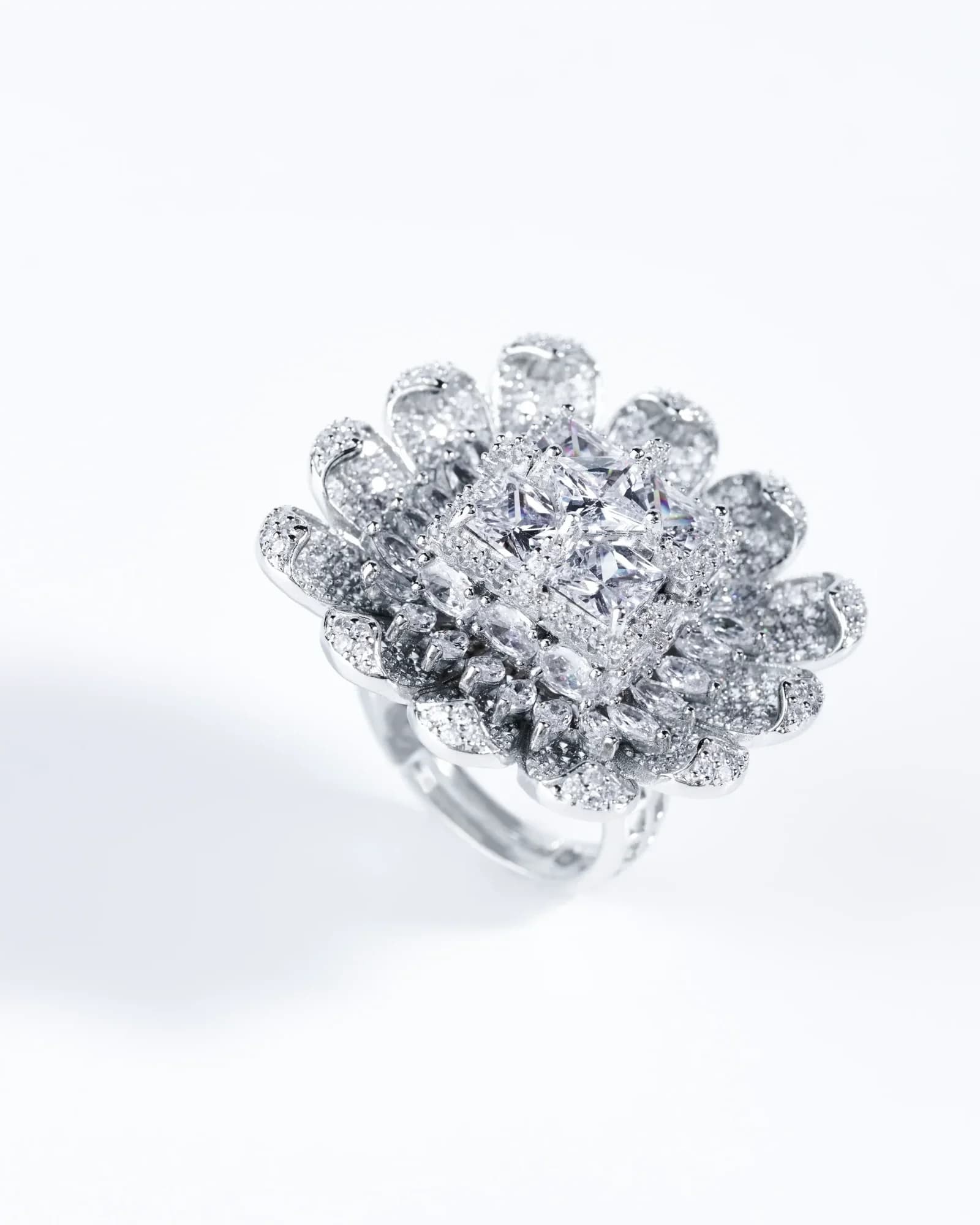 White Bloom Cocktail Ring